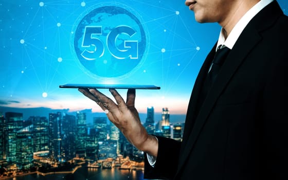 5G Communication Technology Wireless Internet Network for Global Business Growth, Social Media, Digital E-commerce and Entertainment Home Use. uds