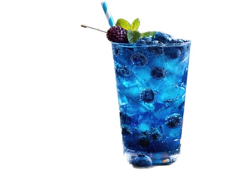 Delicious Blue Lagoon cocktail photography, explosion flavors, studio lighting, studio background, well-lit, vibrant colors, sharp-focus, high-quality, artistic, unique. glass of blue cocktail