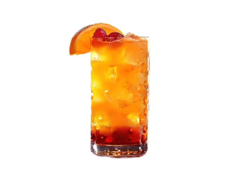 Fresh cocktail with orange and ice. Delicious Screwdriver cocktail photography, explosion flavors studio lighting, studio background, well-lit vibrant colors, sharp-focus, high-quality, artistic, unique