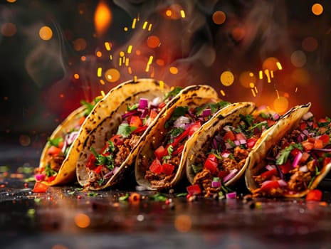 Quesadillas or nachos. Mexican dish with tortillas. Delicious quesadillas photography, explosion flavors, studio lighting, studio background, well-lit, vibrant colors, sharp-focus
