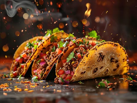 Quesadillas or nachos. Mexican dish with tortillas. Delicious quesadillas photography, explosion flavors, studio lighting, studio background, well-lit, vibrant colors, sharp-focus