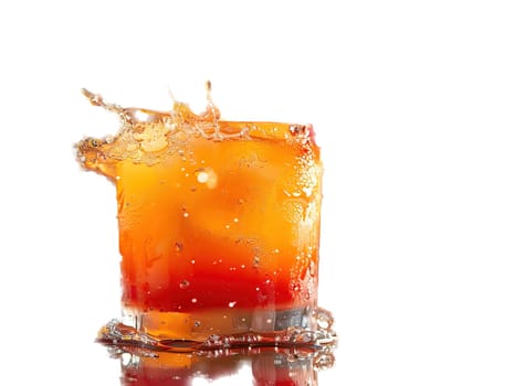 Tequila Sunrise Cocktail in vintage glass. Delicious Tequila Sunrise cocktail photography, explosion flavors, studio lighting, studio background, well-lit, vibrant colors, sharp-focus, high-quality, artistic, unique