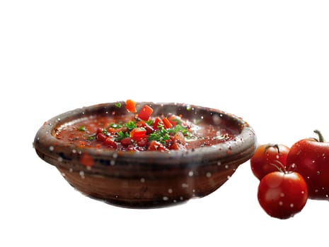 Delicious ukrainian borsch photography, explosion flavors, studio lighting, studio background, well-lit, vibrant colors, sharp-focus, high-quality, artistic, unique. Ukrainian borsch with pampushkas