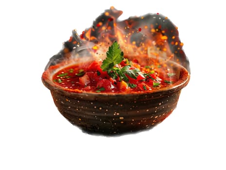 Delicious ukrainian borsch photography, explosion flavors, studio lighting, studio background, well-lit, vibrant colors, sharp-focus, high-quality, artistic, unique. Ukrainian borsch with pampushkas