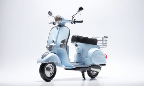 Classic blue scooter isolated on white background. 3d rendering