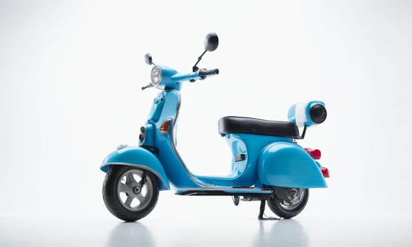 Classic blue scooter isolated on white background. 3d rendering