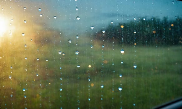 rain, drops on the windshield.