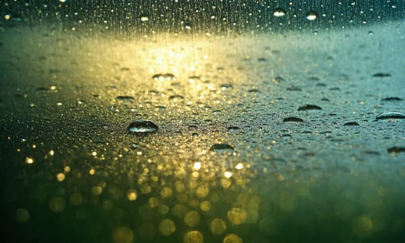 Driving on a rainy day through the windshield of a car