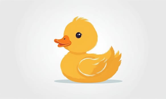 Cute yellow duckling isolated on a white background. Simple flat illustration
