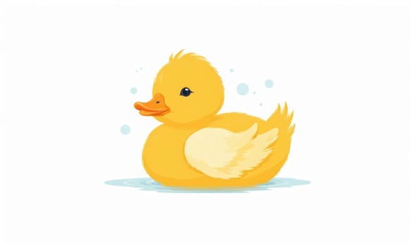 Cute yellow duckling isolated on a white background. Simple flat illustration