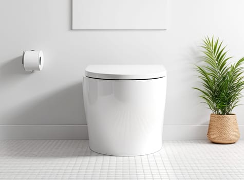 Stylish white toilet bowl in a modern interior