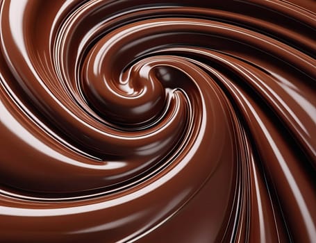 Close up of sweet chocolate melting. closeup chocolate swirl