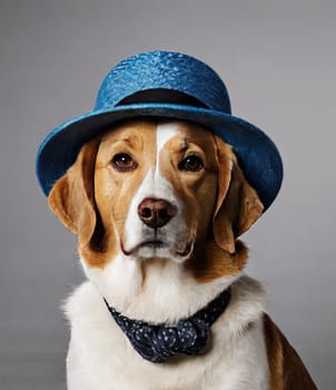 Stylish portrait cute Dog Wearing a hat. Funny animals