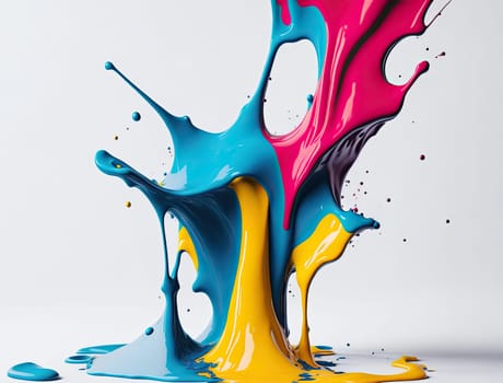 Colored splashes in abstract shape on white background