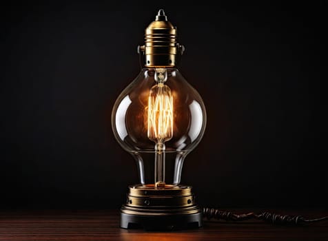 Old fashioned vintage lamp on dark background