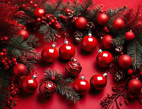 christmas and new year background -  red Christmas balls