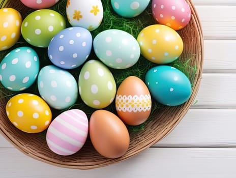 Colorful Easter Eggs. Spring decoration background.