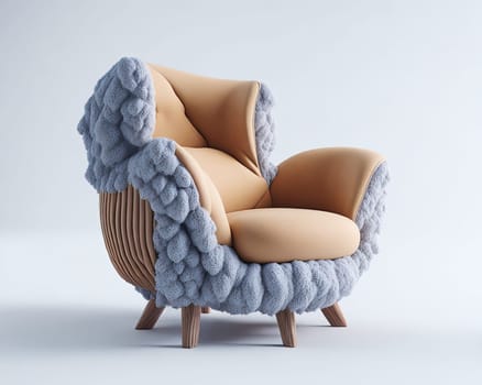 contemporary futuristic armchair. designer upholstered chair. Generative AI