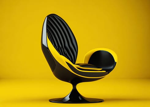  futuristic game armchair on yellow background. comfortable chair