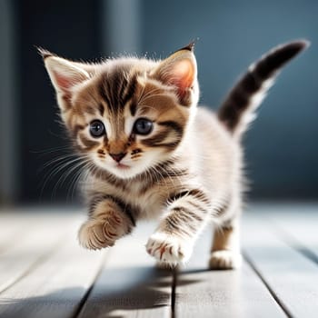 small fluffy kitten at home. playful adorable cat