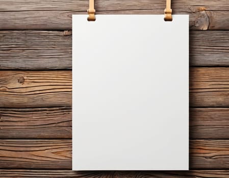 Blank white paper catalog.  white mock up on wooden background. Paper with wood texture still life style