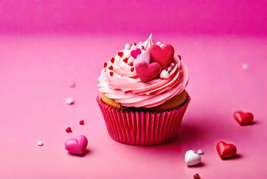 Valentine's day greeting card with delicious sweet cupcake. With space for your text