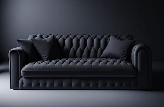 Contemporary elegance furniture. modern grey sofa on dark background