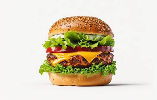 Fast food Burger on a white background. classic cheeseburger 