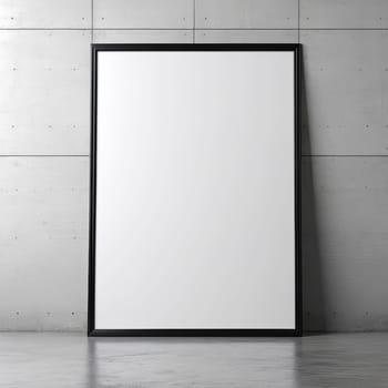 empty white frame on a gray wall. design element,