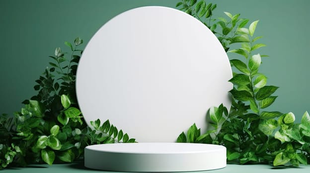 White round template podium mockup for natural organic cosmetic product