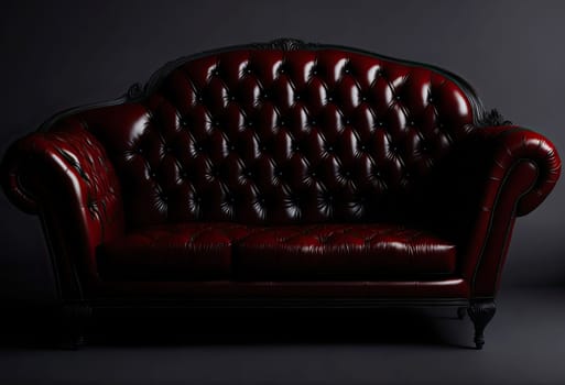 Vintage soft leather luxurious sofa on dark background