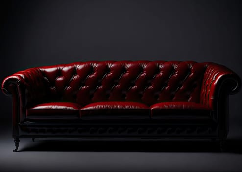 Vintage seat leather sofa on dark background