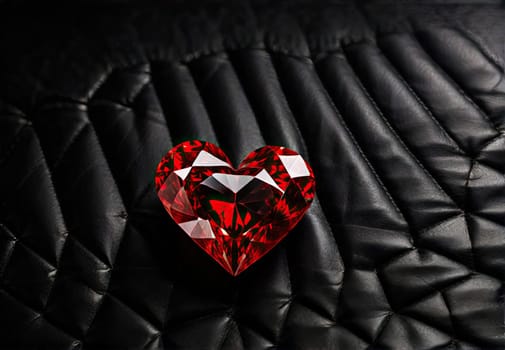  luxury heart shaped diamond on a black leather background