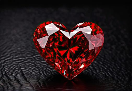 bright red heart gemstone. luxury gemstone