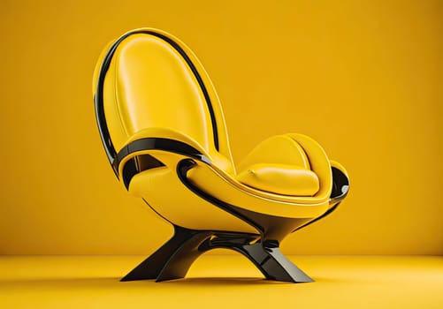 Futuristic elegant yellow armchair on colored background