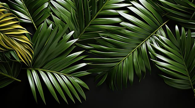 Green palms background. tropical forest