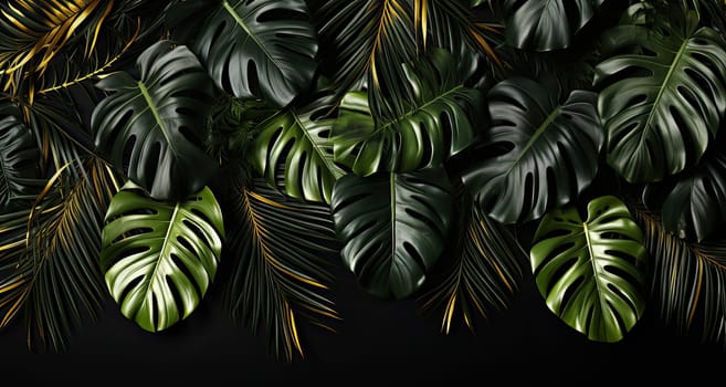 Background of the dark green leaves. tropical forest plant