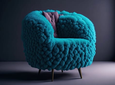 elegant fluffy woolen armchair. trendy furniture for room