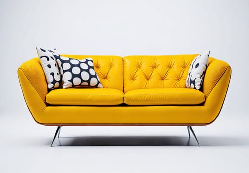 bright fashionable sofa on a gray background. comfortable couch for interior