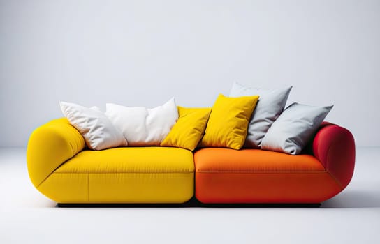 comfortable fabric couch with pillows. modern furniture for  interior