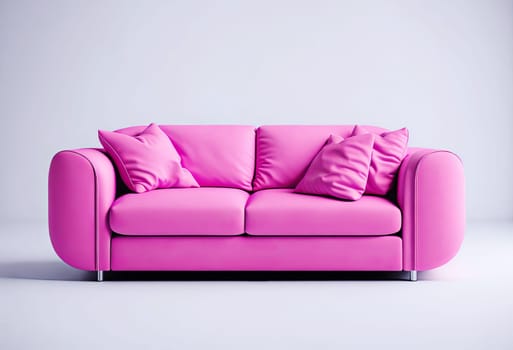 stylish pink sofa with metal legs in retro style.  elegance classic furniture