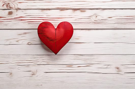  red heart on wooden background. valentine day