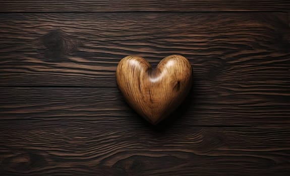 Romantic heart in a wooden texture. love concept