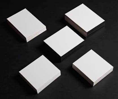 White business cards on elegant dark background. Empty template for luxury mockup