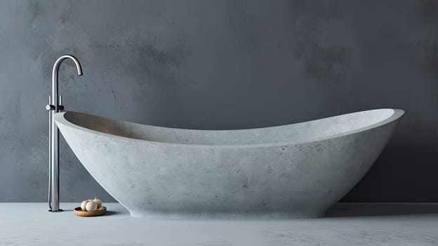 grey luxury bathtub in empty room. Generative AI