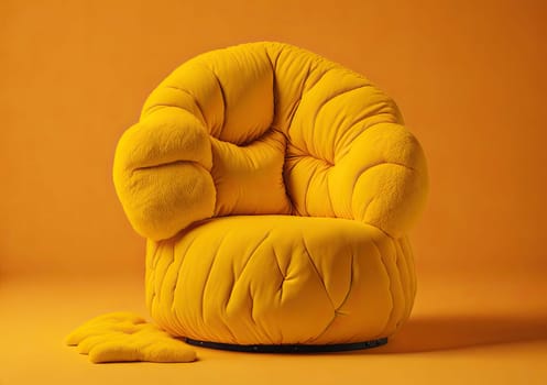 Cozy puffy armchair on vivid background. home design