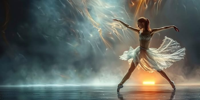 color portrait ballerina dancing. dancer in motion with the effects of highlighting with color filters in the fog on a black background. Abstract photo in color light. dancing in colored smoke. . High quality photo