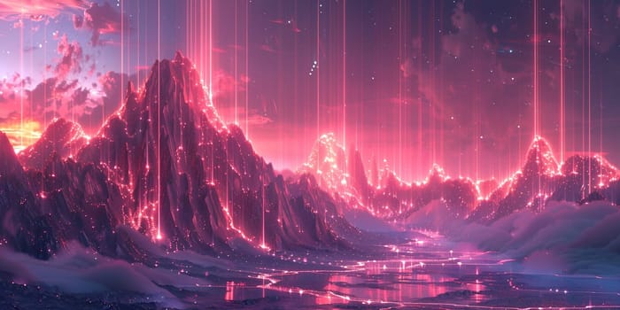 Sci-fi cosmic landscape. 3D rendering illustration . High quality photo