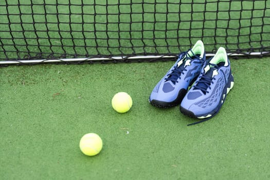 Paddle tennis and artificial grass, close up image. High quality photo