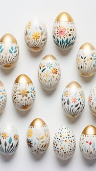 gold and pastel colorful easter egg, ai